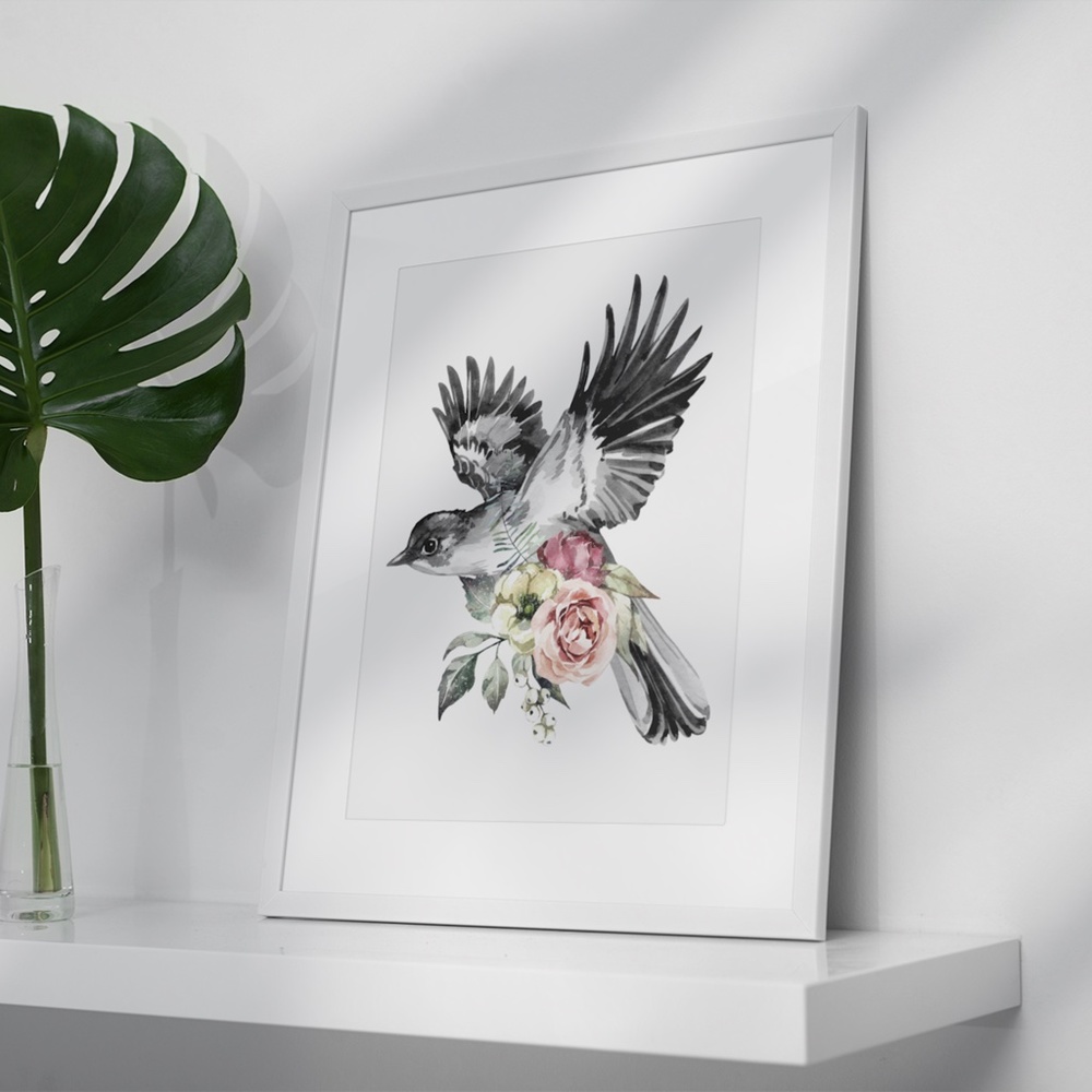 Watercolor Illustration Cute Bird Wall Art Print Poster UNFRAMED - Picture 9 of 9